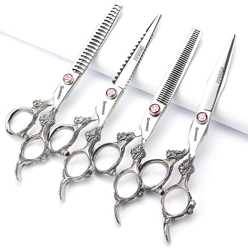 SHARONDS Hair Cutting Scissors Hairdressing Scissors Thinning Scissor Professional Barber Salon Home Shear For Men Women (7-inch 4pc) - Image 1