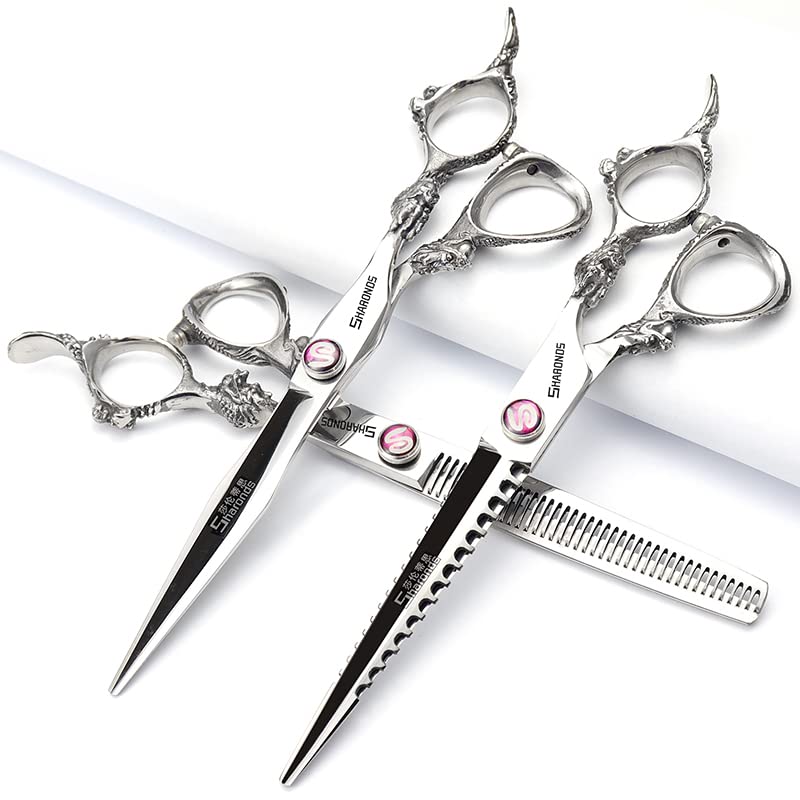 SHARONDS Hair Cutting Scissors Hairdressing Scissors Thinning Scissor Professional Barber Salon Home Shear For Men Women (7-inch 4pc) - Image 3