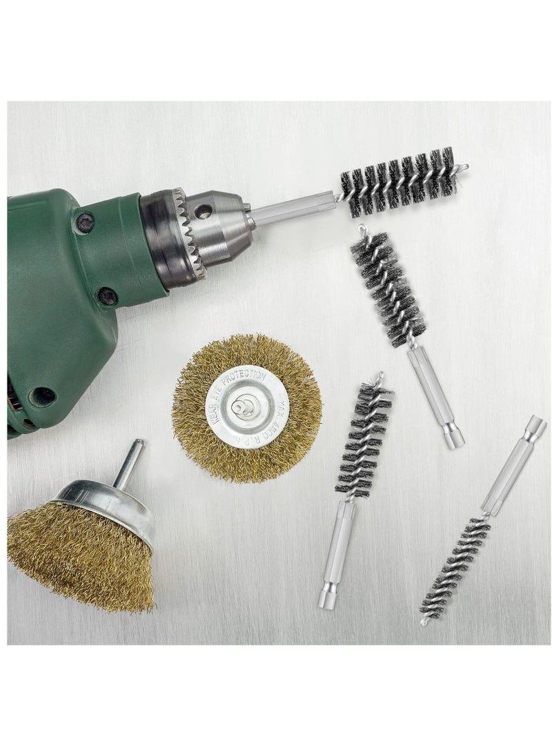 Y&D 6 Pieces Stainless Steel Bore Brush in Different Sizes Twisted Wire Cleaning with Handle 1/4 Inch Hex Shank for Power Drill Impact Driver, 4" Long （8mm,10mm,12mm,15mm,17mm,19mm)  - Image 3