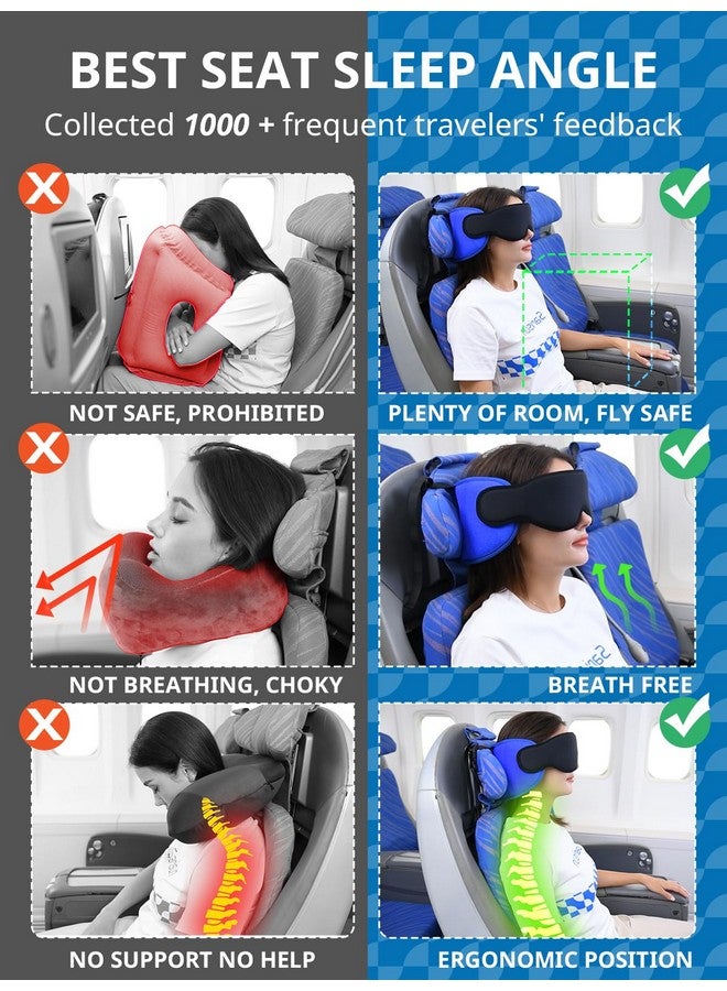 SARISUN Travel Pillows for Airplanes, Airplane Pillow for Long Flight, Airplane Head Strap with Sleep Eye Mask, 360° Headrest for Car Road Trip, Stop Bobblehead, FSA HSA Eligible Approved, Red - Image 3