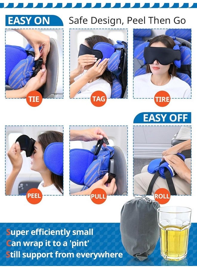 SARISUN Travel Pillows for Airplanes, Airplane Pillow for Long Flight, Airplane Head Strap with Sleep Eye Mask, 360° Headrest for Car Road Trip, Stop Bobblehead, FSA HSA Eligible Approved, Red - Image 4
