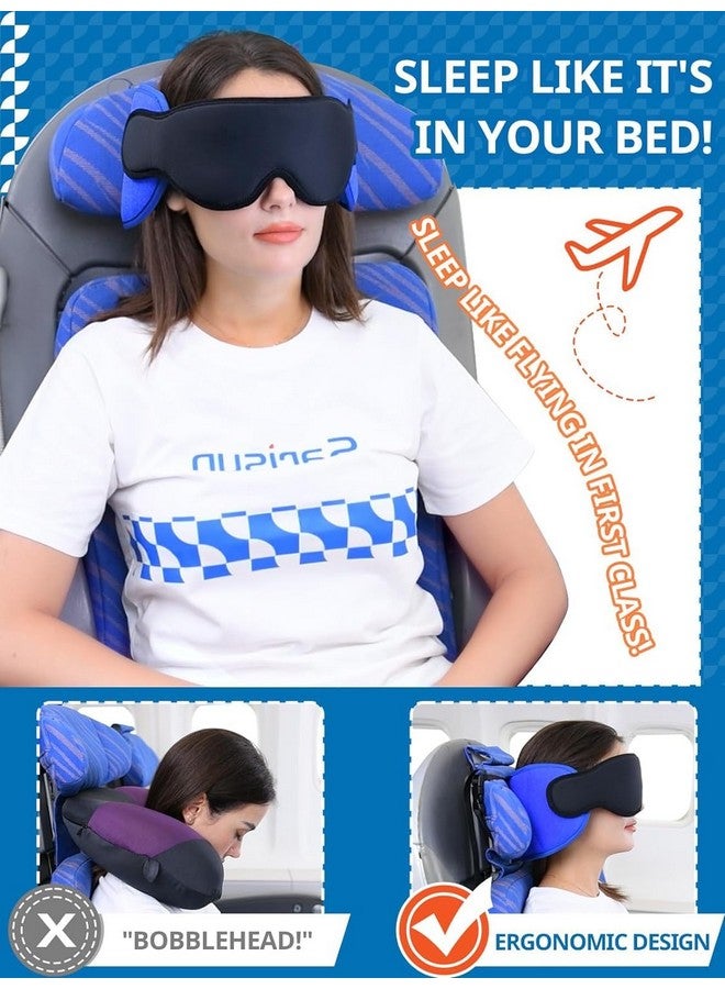 SARISUN Travel Pillows for Airplanes, Airplane Pillow for Long Flight, Airplane Head Strap with Sleep Eye Mask, 360° Headrest for Car Road Trip, Stop Bobblehead, FSA HSA Eligible Approved, Red - Image 2