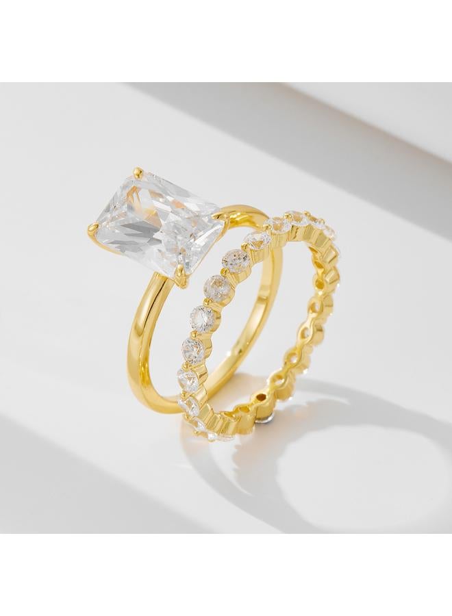 European And American S925 Silver Wedding Banquet Ring Suit Combination Set Ring Bracelet