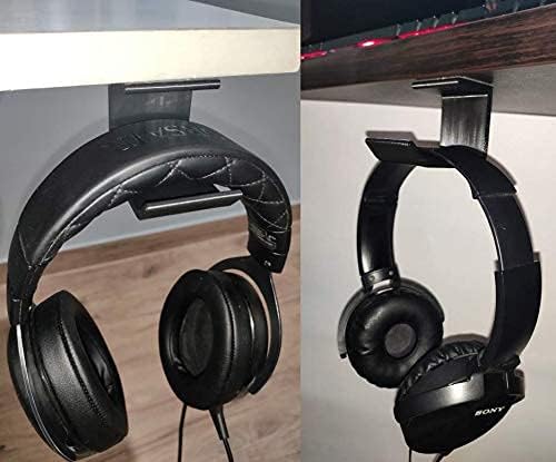 makerV Headphone Holder Gaming Headset Hanger Under Desk Mount Head Phone Hook Headphone Stand (Pack of 2: Black) - Image 4