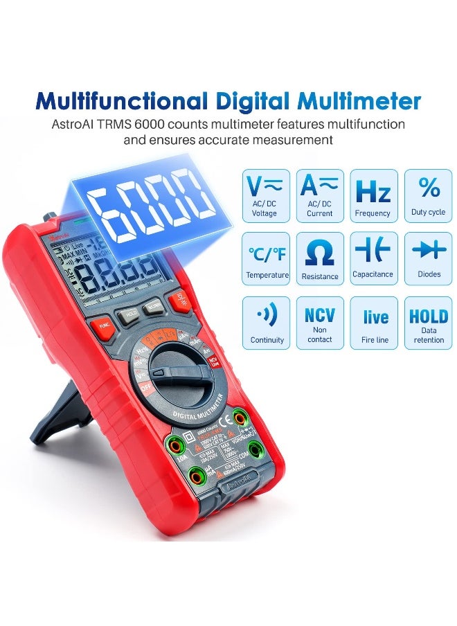 AstroAI Digital Multimeter TRMS 6000 Counts Auto-Ranging Voltage Tester  - Image 3