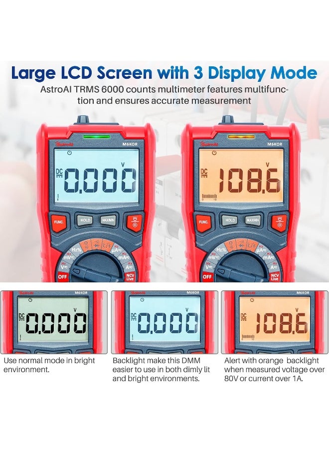 AstroAI Digital Multimeter TRMS 6000 Counts Auto-Ranging Voltage Tester  - Image 4