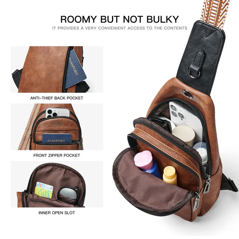 LATMAP 7L Sling Bag For Women Faux Leather Anti Theft Small Casual Daypack Backpack Fanny Pack Crossbody Chest Bags Purse Waterproof - Image 5