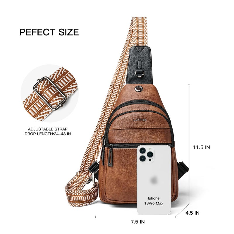 LATMAP 7L Sling Bag For Women Faux Leather Anti Theft Small Casual Daypack Backpack Fanny Pack Crossbody Chest Bags Purse Waterproof - Image 4