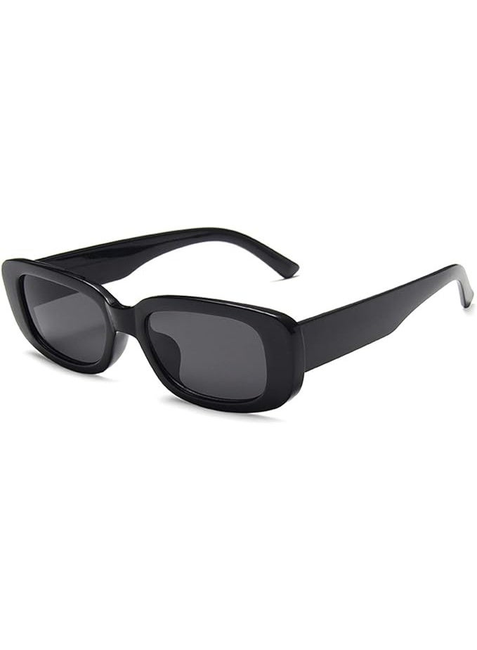 Rectangular Sunglasses with Black Frame and Black Lenses – Suitable for Daily Use and Outings