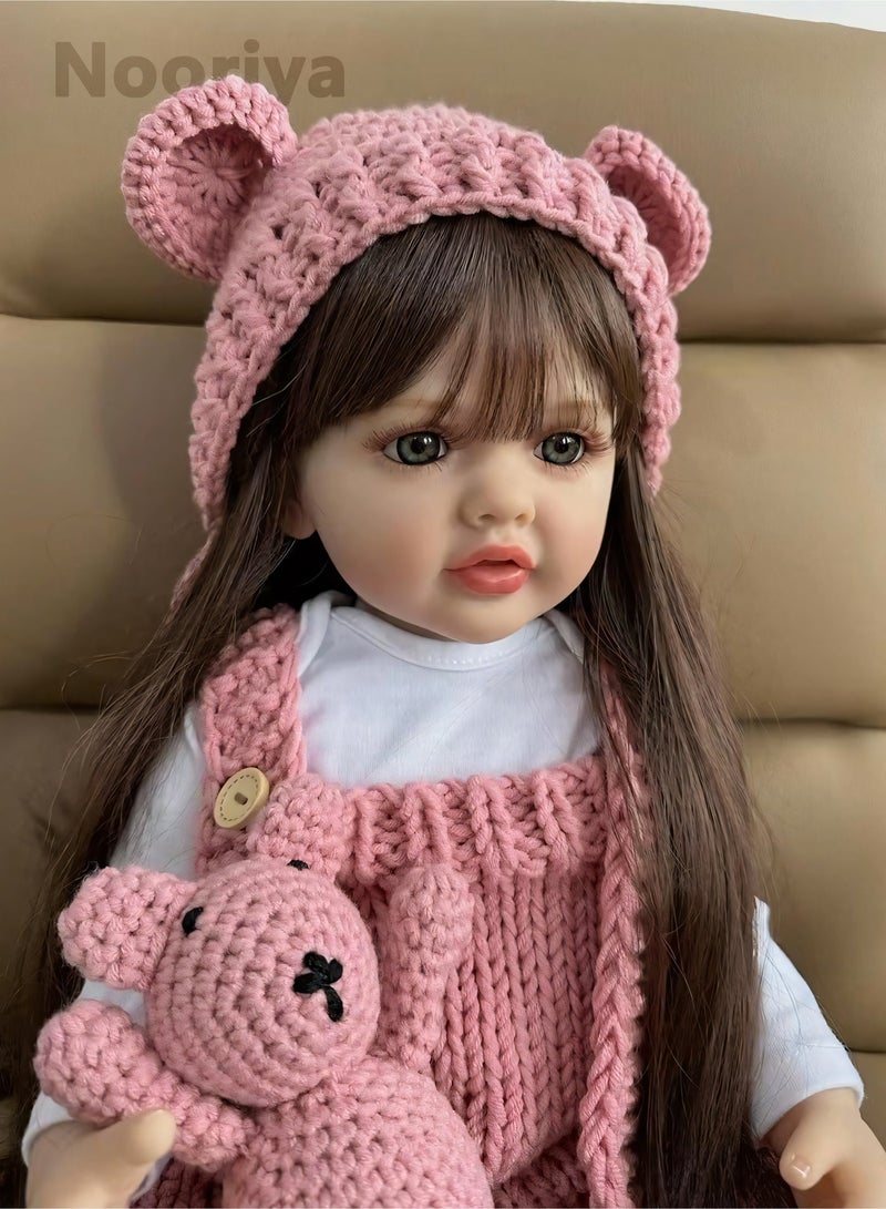 Reborn Baby Doll 24 Inch Realistic Newborn Silicone Doll with Clothes and Plush Toy - Image 5