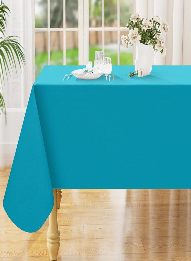 Smiry Rectangle Table Cloth 60x120 Inch, Waterproof Wipeable Vinyl Tablecloths Protector, Oil Spill Proof Plastic Table Cover for Dining, Picnic, Camping, Outdoor, Turquoise - Image 1