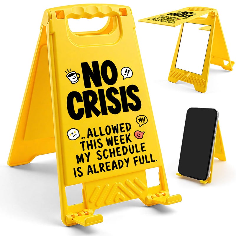 HRPHRP Office Decor Desk Accessories for Women - Gag Gifts for Men Office Decorations for Work, Unique Funny Desktop Decor Sign for Coworker Teammate Employee Boss(No Crisis Allowed This Week Sign) - Image 1