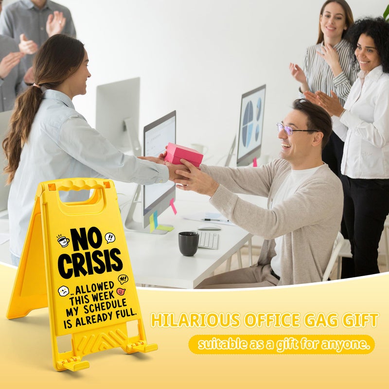 HRPHRP Office Decor Desk Accessories for Women - Gag Gifts for Men Office Decorations for Work, Unique Funny Desktop Decor Sign for Coworker Teammate Employee Boss(No Crisis Allowed This Week Sign) - Image 5