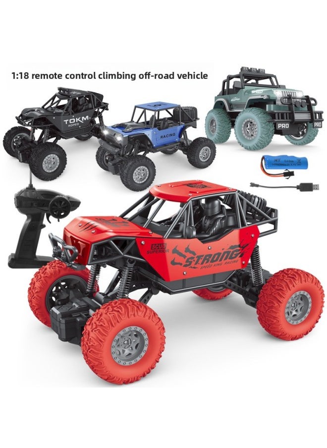 Generic - 1:18 Two-wheel Drive Alloy Remote Control Car Charging Wireless Four-way Climbing Off-road Electric Children's Model Toy-Color:6086 Red (alloy Car Shell With Lamp) - Image 1