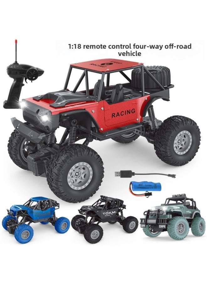 Generic - 1:18 Two-wheel Drive Alloy Remote Control Car Charging Wireless Four-way Climbing Off-road Electric Children's Model Toy-Color:6086 Red (alloy Car Shell With Lamp) - Image 1