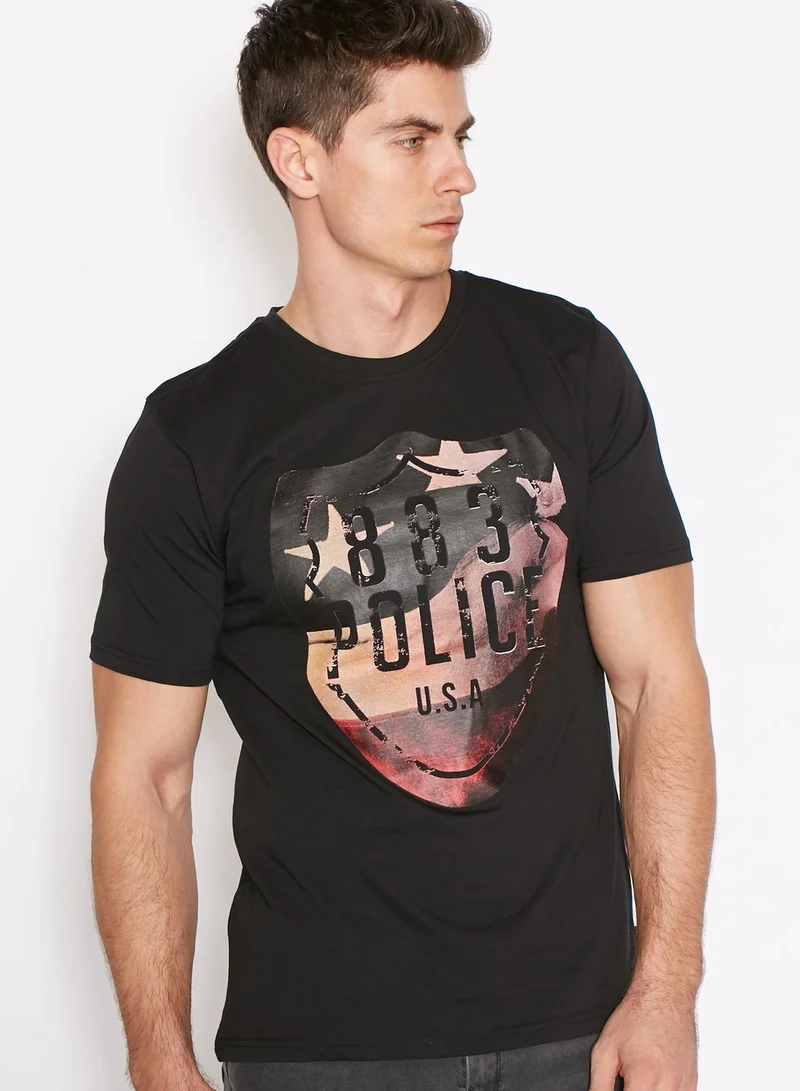 833 POLICE Flynn Logo Batch T-Shirt