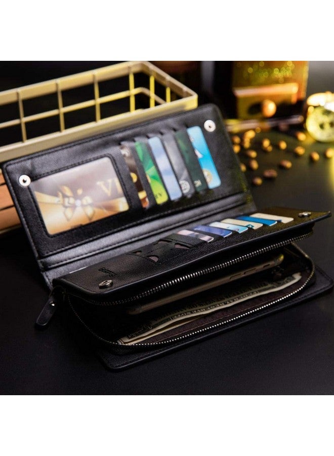 إليوس محفظة إيليوس الطويلة المصنوعة من الجلد الصناعي باللون الأسود للنساء (أسود) - Image 3