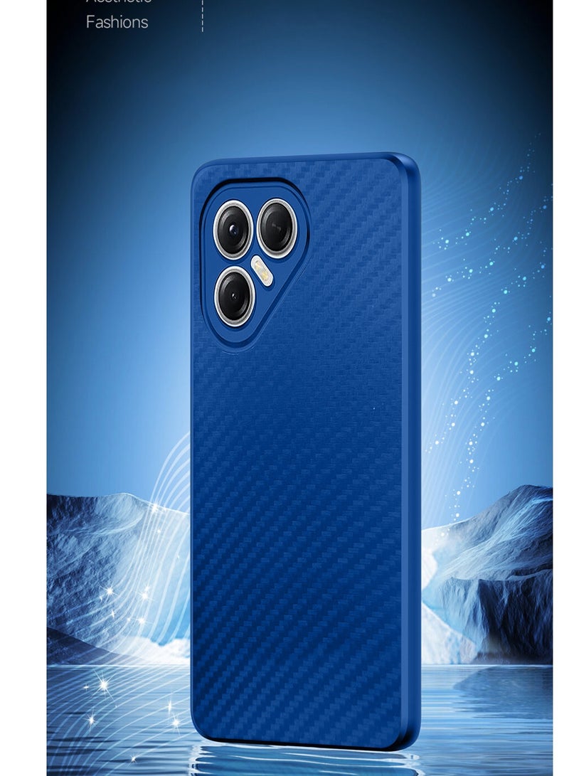 دبليو تيك جراب حماية بتصميم من النسيج الكربوني السائل السيليكوني لتكنو بوبا 7 برو 5G لعام 2025 (MCFPSN) - أزرق بحري - Image 4