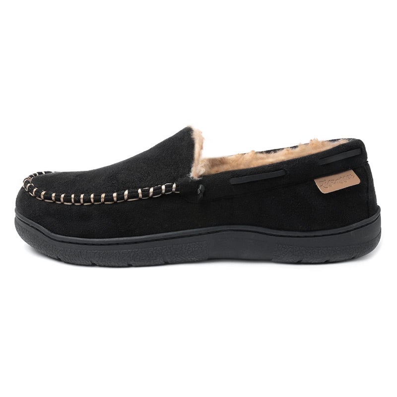 Zigzagger Men's Moccasin Slippers Memory Foam House Shoes, Indoor and Outdoor Warm Loafer Slippers, Black, 14 M US - Image 4
