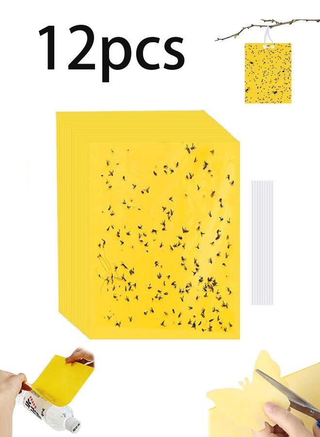 12Pcs Yellow Double-sided Sticky Traps For Bug, Fly Trap, Insect Trap, Catch Multiple Flying Insects With Natural Mold Control Sticker, Perfect For Gardening 25cmx20cm - Image 1