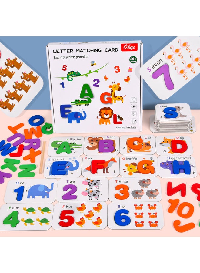 بطاقة المطابقة الإدراكية الأبجدية الرقمية للأطفال التعليم المبكر ثلاثي الأبعاد على الوجهين لعبة ألغاز الكلمات الإنجليزية - اللون: لوحة الاقتران الأبجدية الرقمية 0.75 - Image 2