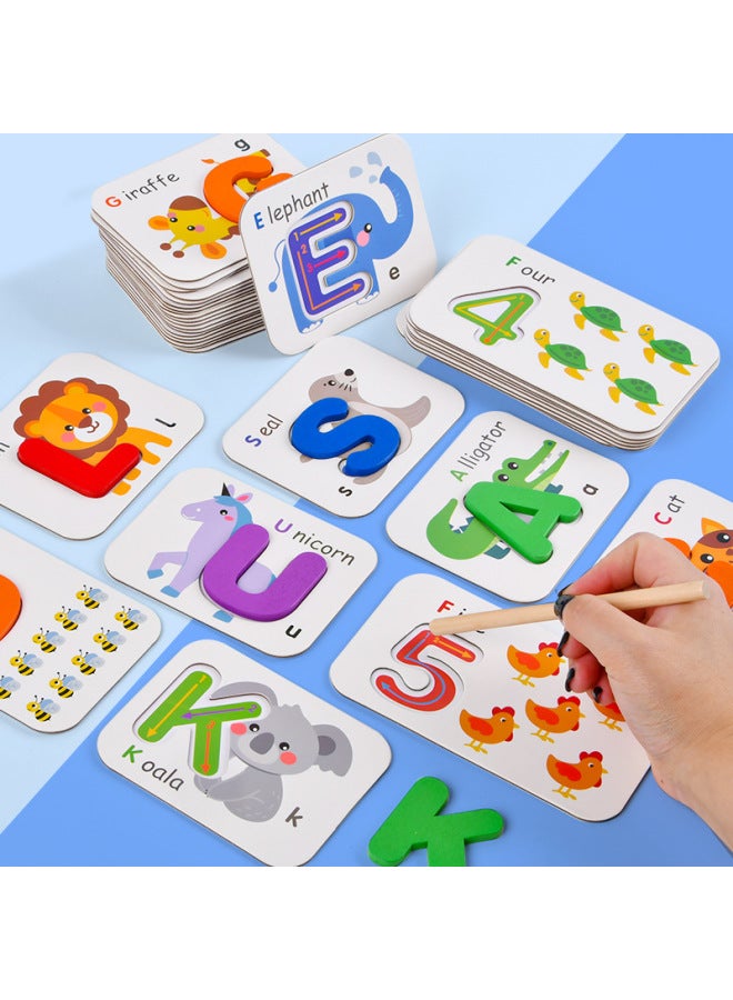 بطاقة المطابقة الإدراكية الأبجدية الرقمية للأطفال التعليم المبكر ثلاثي الأبعاد على الوجهين لعبة ألغاز الكلمات الإنجليزية - اللون: لوحة الاقتران الأبجدية الرقمية 0.75 - Image 3
