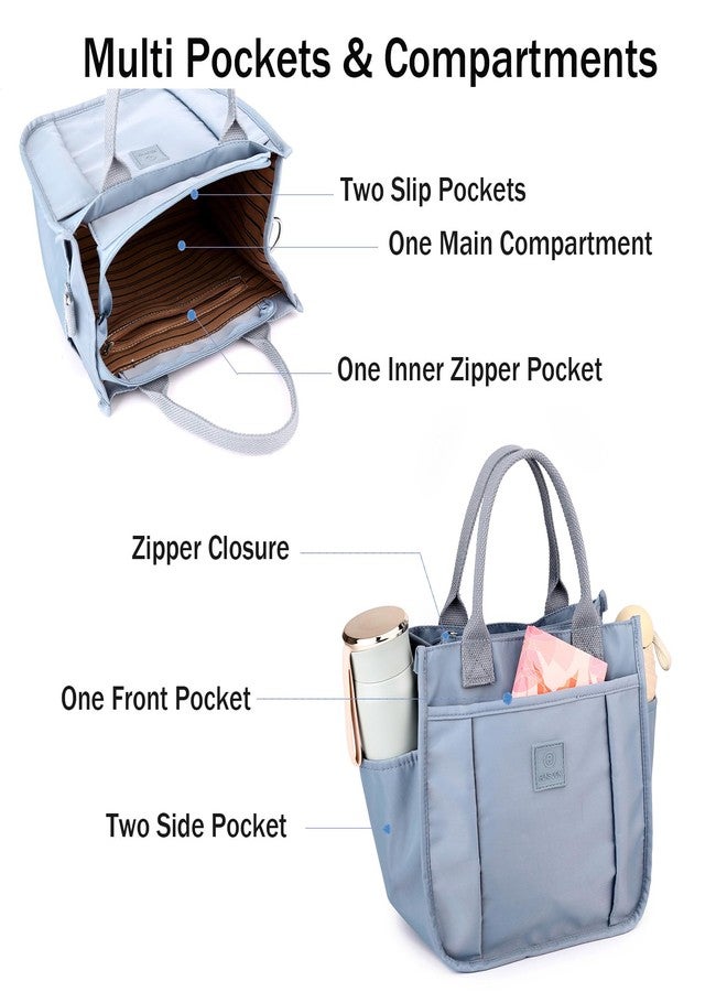 RUNSOON Small Tote Bag Cute Nylon Crossbody Bag Satchel Handbags Top-handle Purse With Multi Pockets Zipper Compartment for Women, Pink - Image 5