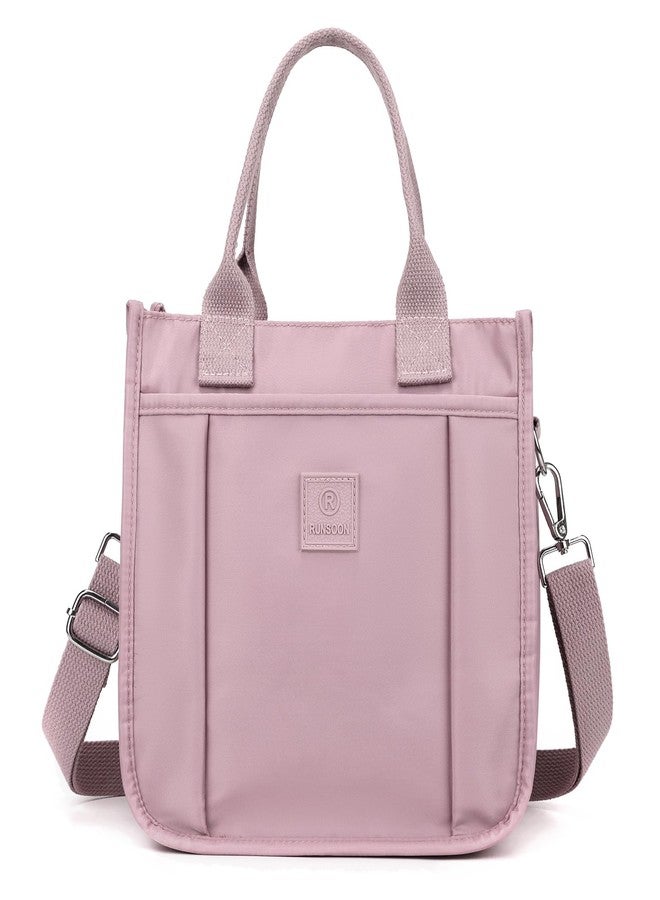 RUNSOON Small Tote Bag Cute Nylon Crossbody Bag Satchel Handbags Top-handle Purse With Multi Pockets Zipper Compartment for Women, Pink - Image 4