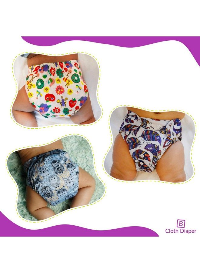 BEMBIKA Cloth Diapers For Babies Washable Reusable Adjustable Sizes (Pack Of 3 Combo) (3 Dry Feel Inserts Included) 3F - Image 5