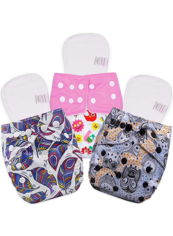 BEMBIKA Cloth Diapers For Babies Washable Reusable Adjustable Sizes (Pack Of 3 Combo) (3 Dry Feel Inserts Included) 3F - Image 2