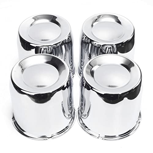 RTrhinoTuning 5.15in Trailer Wheel Center Caps Chrome Push Through Truck Hub Caps for 1986 F-250 8 Lug Rims, 130.5mm/5.15" Hole 5" High - Image 1