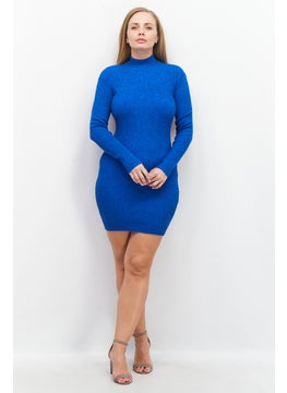 Don't Call Me Jennyfer Women Metallic Open Back Mini Dress, Blue  - Image 3