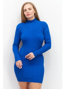 Don't Call Me Jennyfer Women Metallic Open Back Mini Dress, Blue  - Image 1