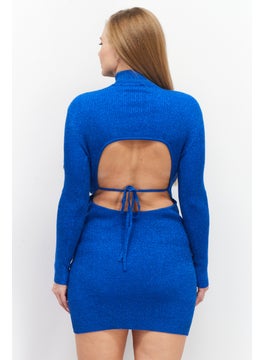 Don't Call Me Jennyfer Women Metallic Open Back Mini Dress, Blue  - Image 2