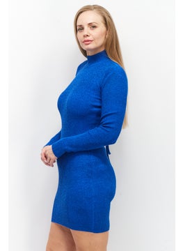 Don't Call Me Jennyfer Women Metallic Open Back Mini Dress, Blue  - Image 4