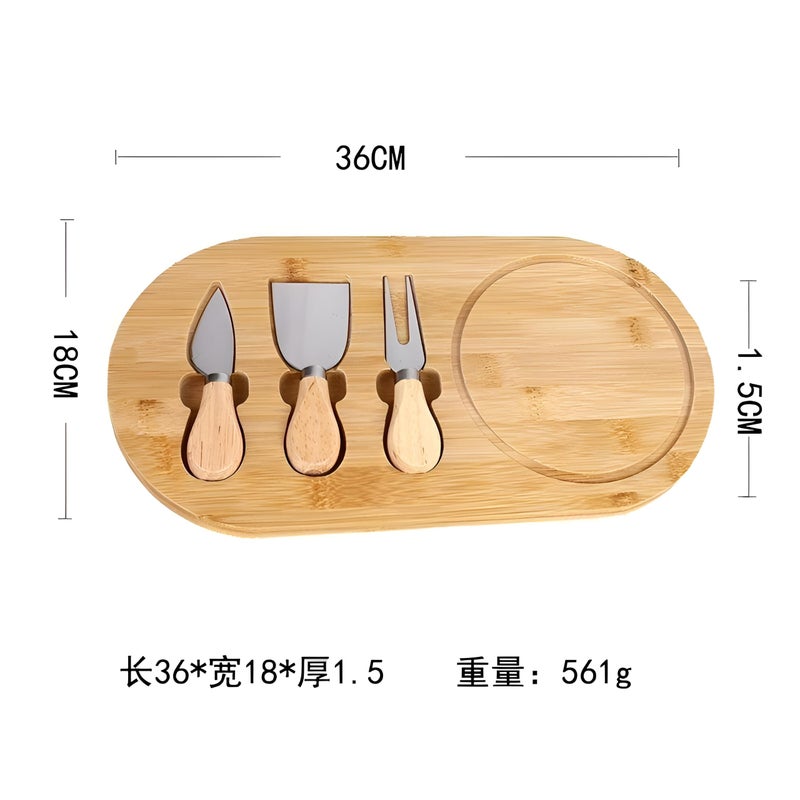 Cheese Cutting Board - Bamboo Serving Tray with Stainless Steel Knives and Serving Tools Size 35 - Image 4