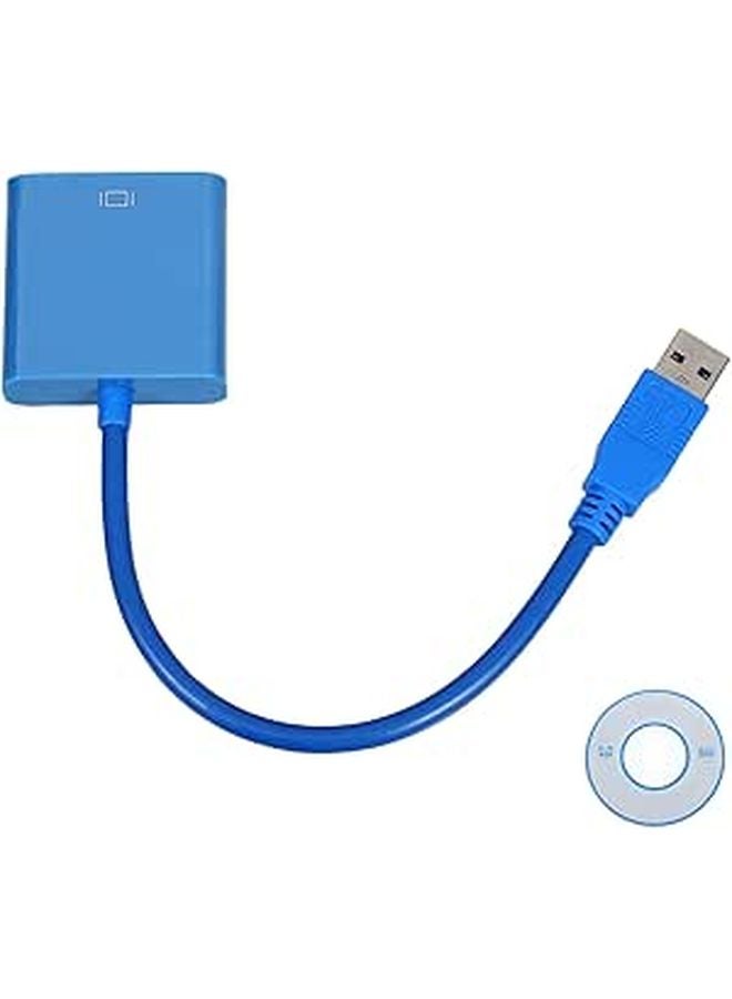 محول USB أزرق إلى VGA لكابل إعداد شاشة مزدوجة متوافق مع Windows بدون طاقة خارجية - Image 1