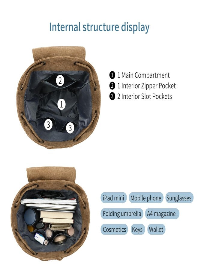 GAEKEAO Backpack Purse for Women Canvas Fashion Backpacks Outdoor Casual Daypack Multipurpose Shoulder Bag Work Shopping Sports Travel (Coffee) - Image 3