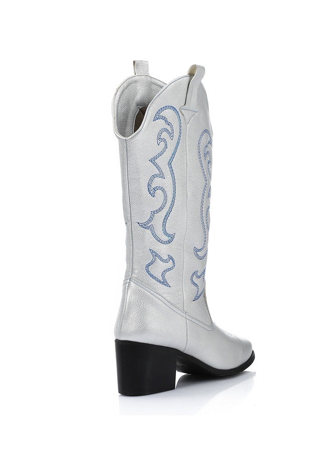 Mr.joe MR Joe Shine in Style with Silver Embroidered Western Boots - 3725 - Image 4