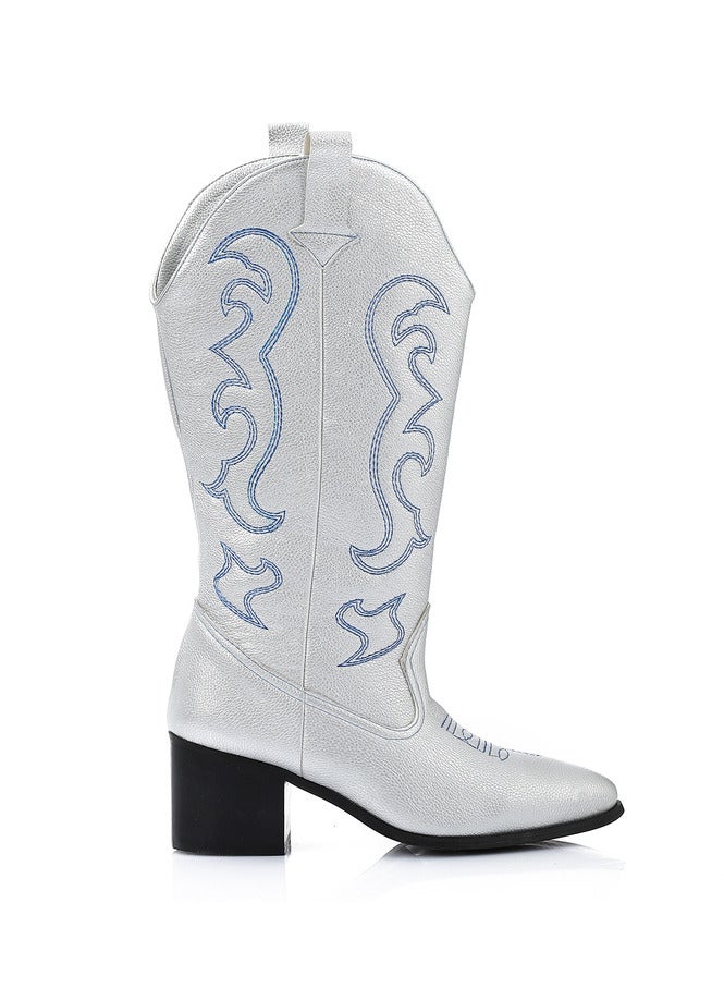 Mr.joe MR Joe Shine in Style with Silver Embroidered Western Boots - 3725 - Image 3