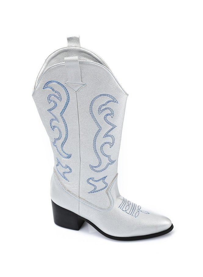 Mr.joe MR Joe Shine in Style with Silver Embroidered Western Boots - 3725 - Image 1