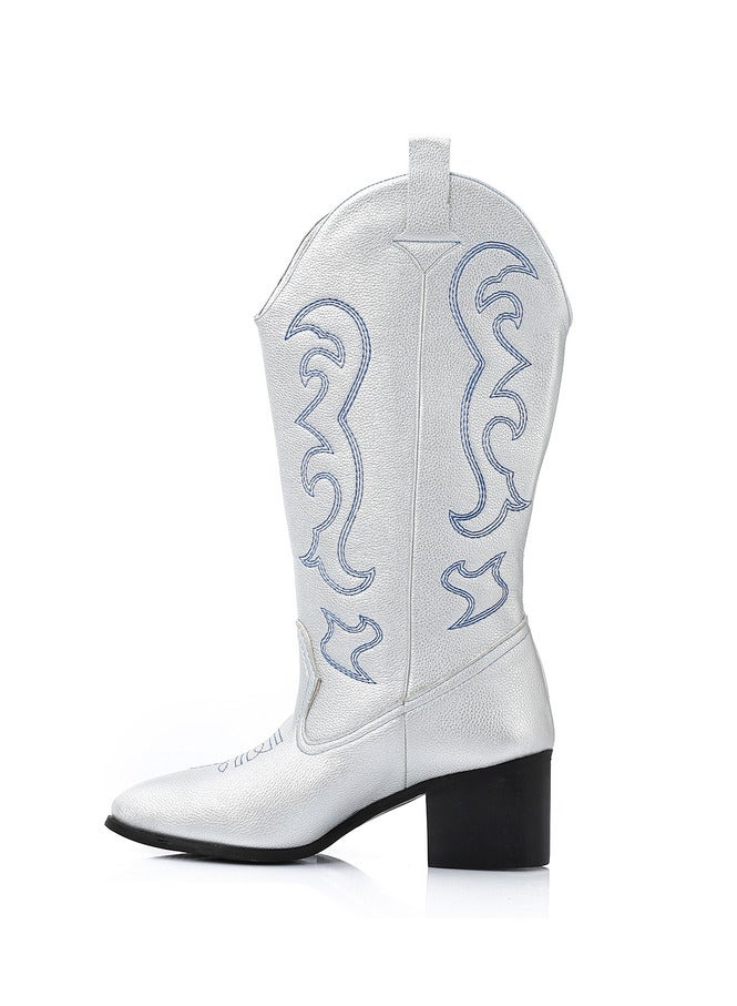 Mr.joe MR Joe Shine in Style with Silver Embroidered Western Boots - 3725 - Image 5