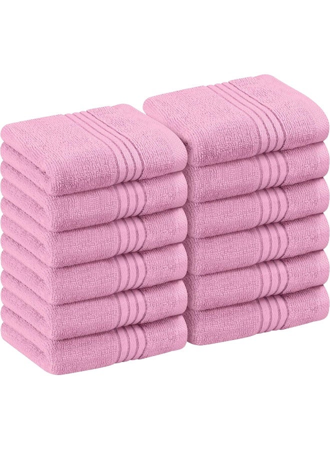 Utopia Towels 12 Pack Premium Wash Cloths Set (12 x 12 Inches) 100% Cotton Ring Spun, Highly Absorbent and Soft Feel Washcloths for Bathroom, Spa, Gym, and Face Towel (Pink) - Image 1