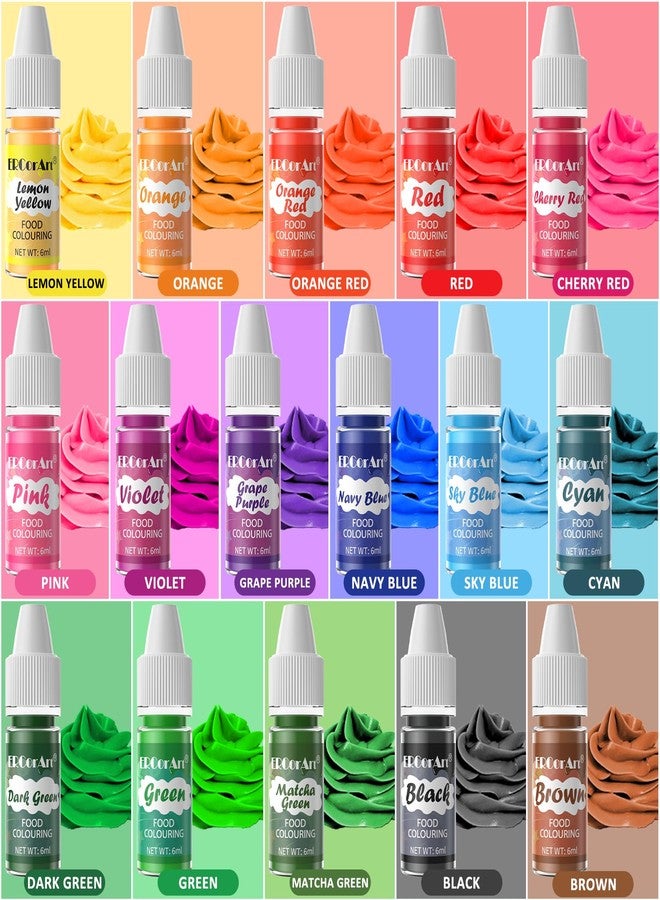 ERCorArt Food Coloring Liquid - ERCorArt 16 Colors Food Coloring, Food Grade Food Dye, Tasteless Food Color Set for Cake Decorating, Easter Egg, Cooking, Fondant - 0.25 Fl Oz - Image 2