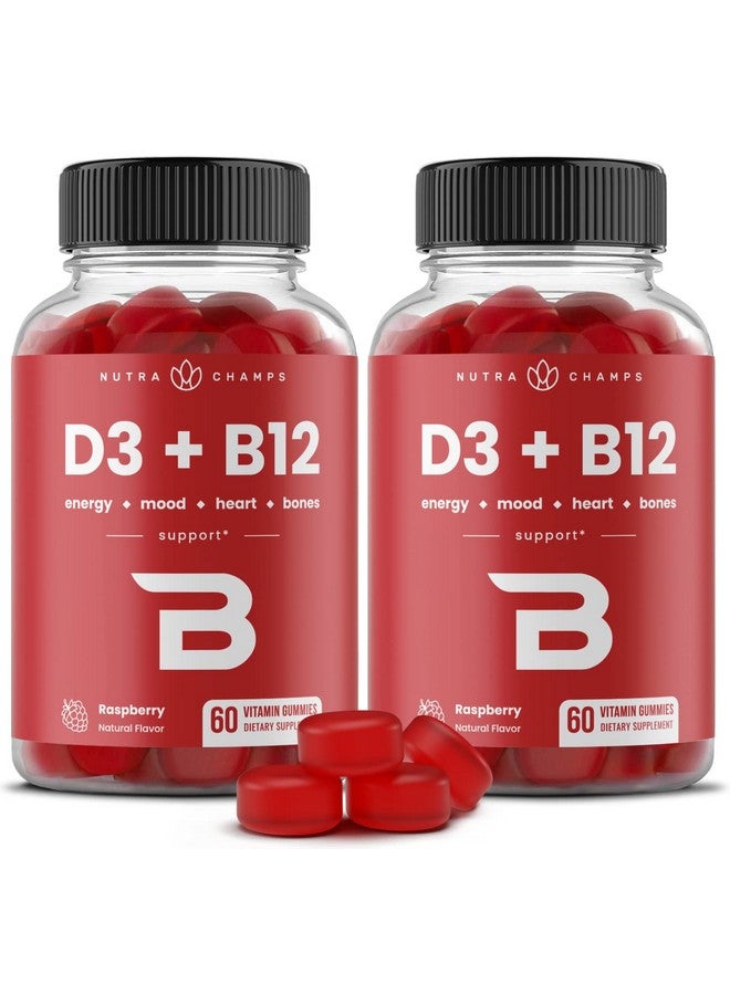 NutraChamps NutraChamps Vitamin D3 & B12, Methyl B12 Gummies for Adults & Kids, Enhanced with Vitamin D 3 & B9 Vitamin Folate, Natural Energy, Mood, Metabolism & Focus, Raspberry, 120 Gummies (Pack of 2) - Image 1