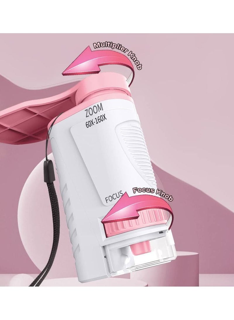 نيبمينينت Microscope for Children Portable Kids 60-160x LED Lighted Pocket Toy Handheld With Phone Holder (Batteries Not Included) - Image 4