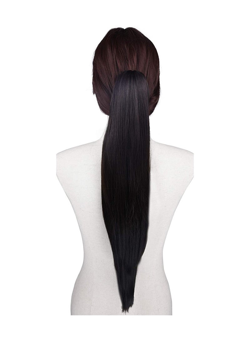 Estelle Claw Clip in Long Ponytail Extension Straight Hair for Women Jaw on (Black Brown) - Image 4