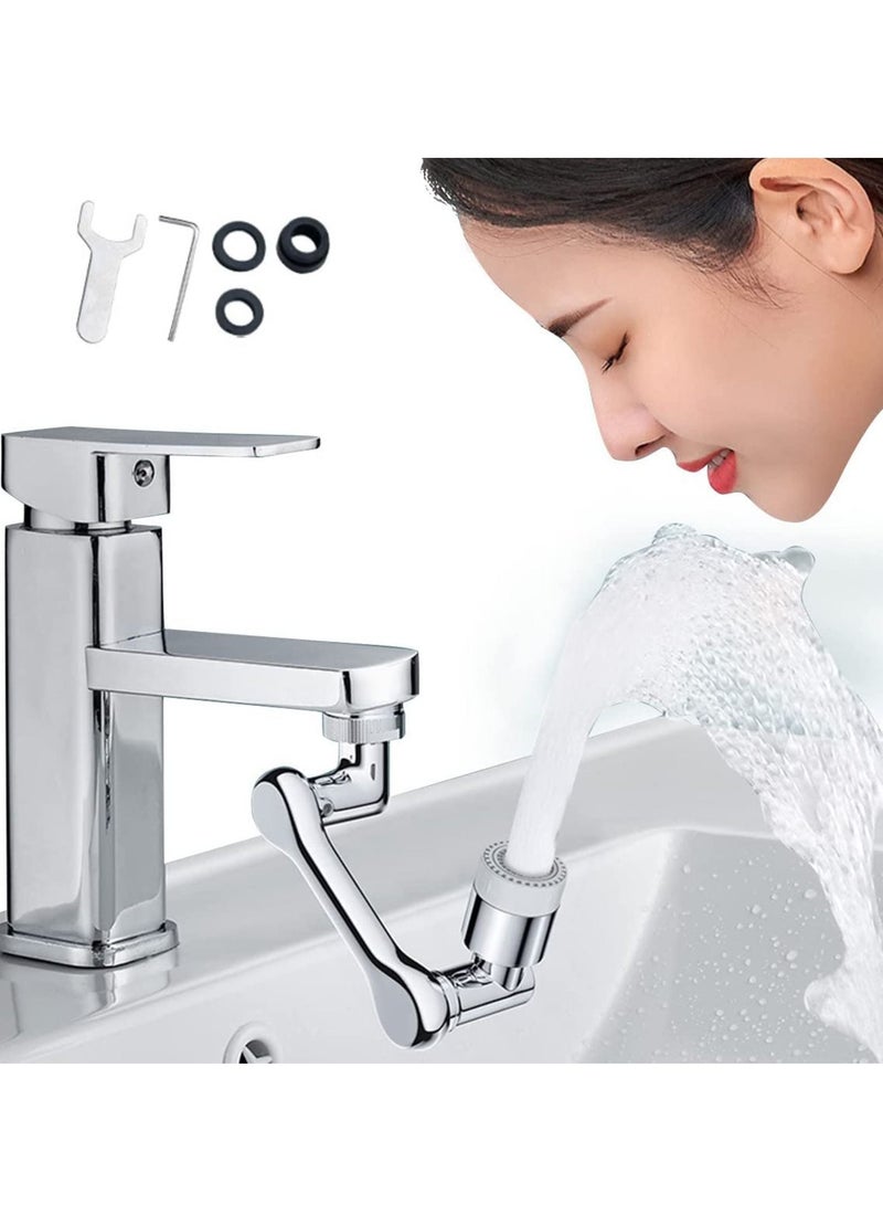 MIXDE Faucet Extender Aerator,1080° Swivel Robotic Arm Universal Splash Filter Faucet Sprayer with 2 Modes Outlet Modes, Tap Extension Attachment Replaceable Aerato for Bathroom Kitchen - Image 1