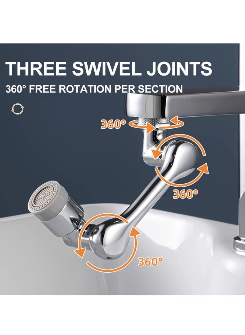 MIXDE Faucet Extender Aerator,1080° Swivel Robotic Arm Universal Splash Filter Faucet Sprayer with 2 Modes Outlet Modes, Tap Extension Attachment Replaceable Aerato for Bathroom Kitchen - Image 2