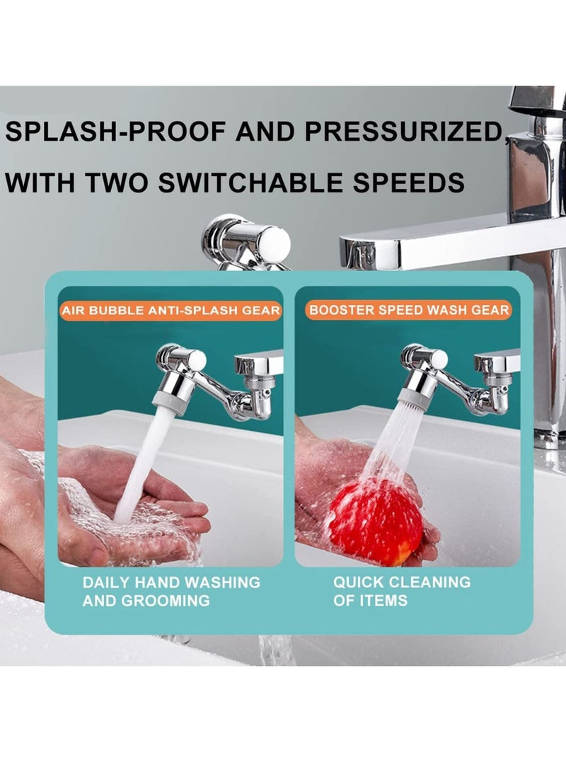 MIXDE Faucet Extender Aerator,1080° Swivel Robotic Arm Universal Splash Filter Faucet Sprayer with 2 Modes Outlet Modes, Tap Extension Attachment Replaceable Aerato for Bathroom Kitchen - Image 4